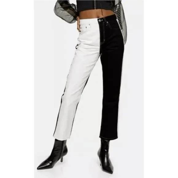Topshop Jeans Topshop Editor Color Block Straight Leg Jeans